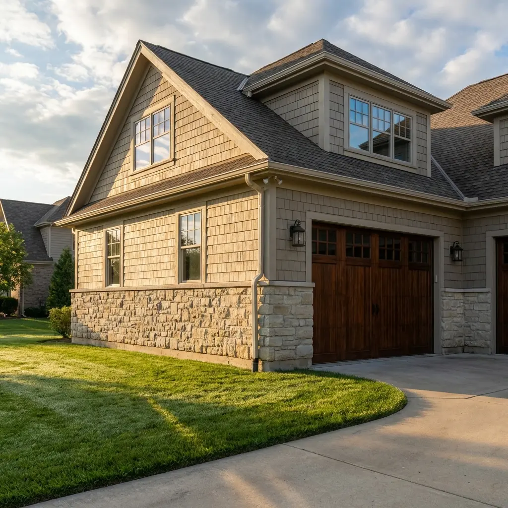 Spacious attached garage addition by EcoBuild Plus showing garage addition cost value